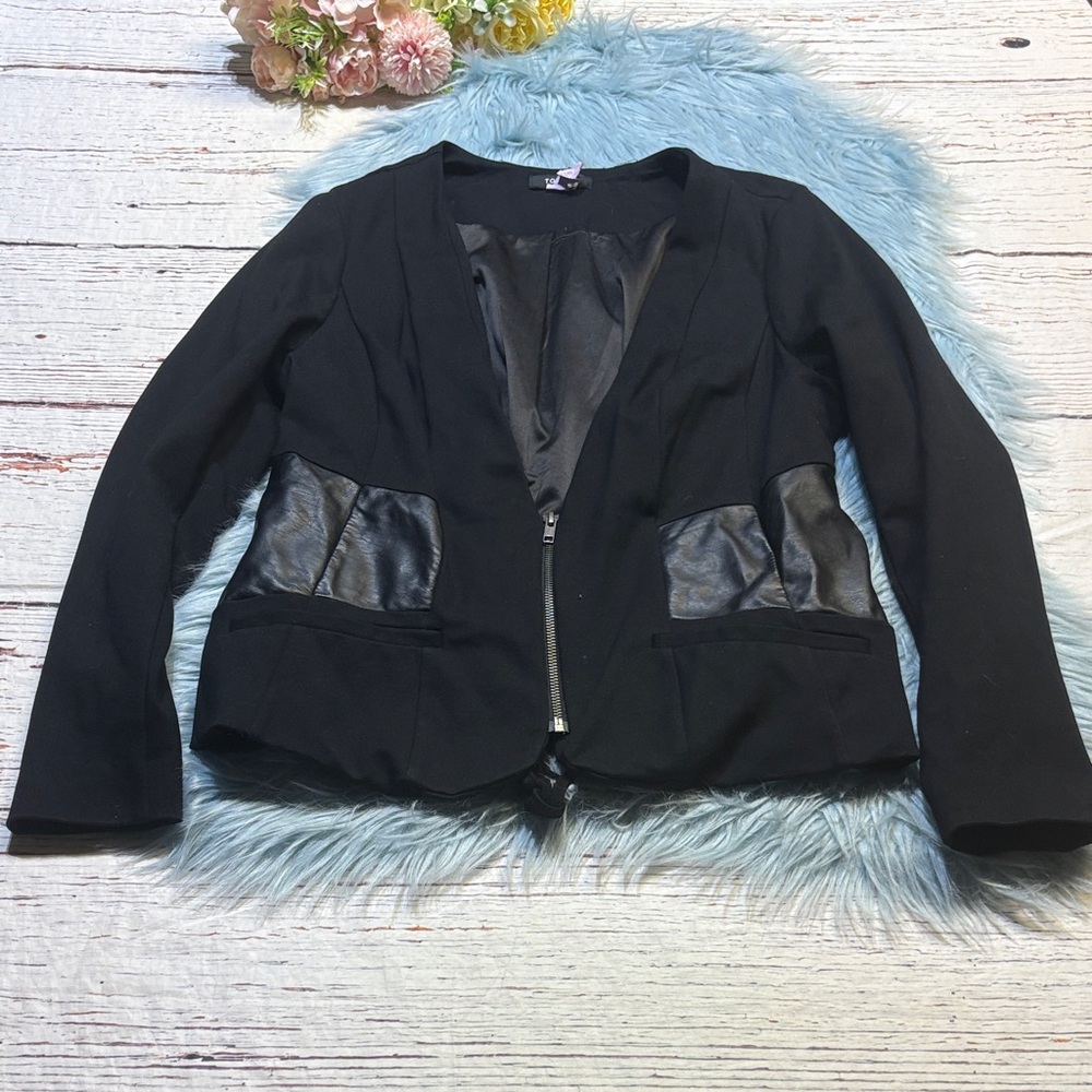 Torrid Black Ponte Faux Leather Corset Blazer Jacket sz 0X